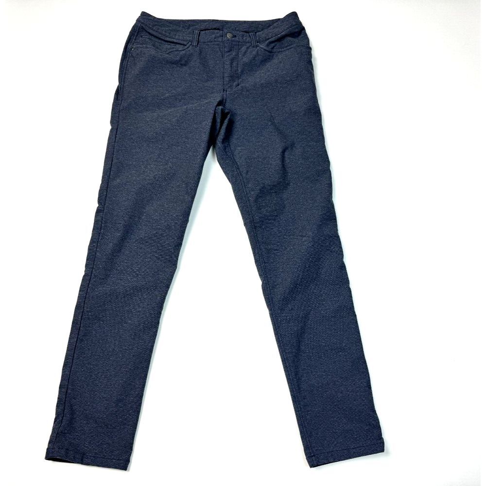 Lululemon ABC Pant Slim Tech Canvas Mens 33 EUC‎ Pockets Stretch Flat Front Blue